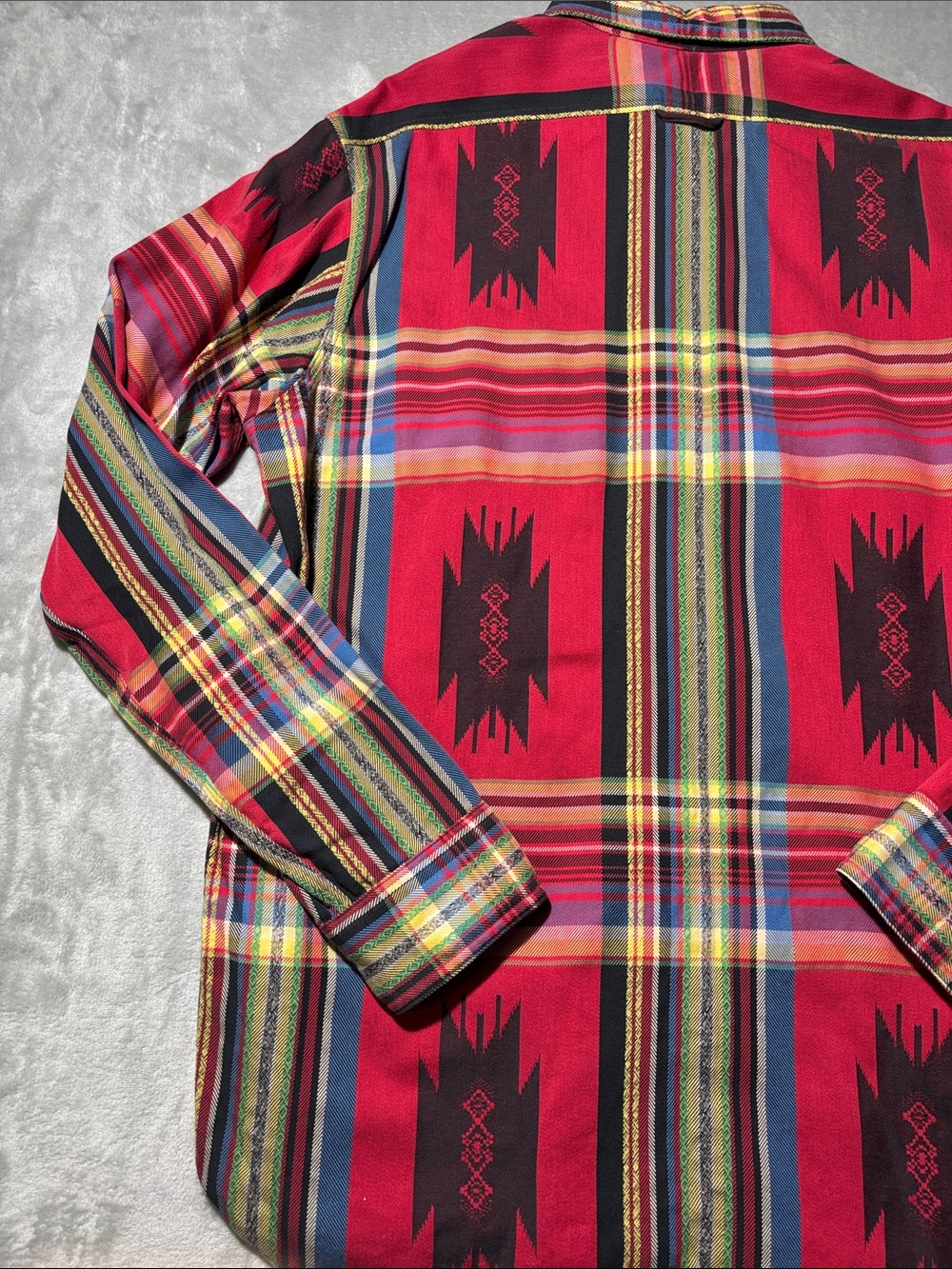 Polo Ralph Lauren Mens L Red Southwestern Indian Beacon Blanket Shirt Aztec - Picture 11 of 13